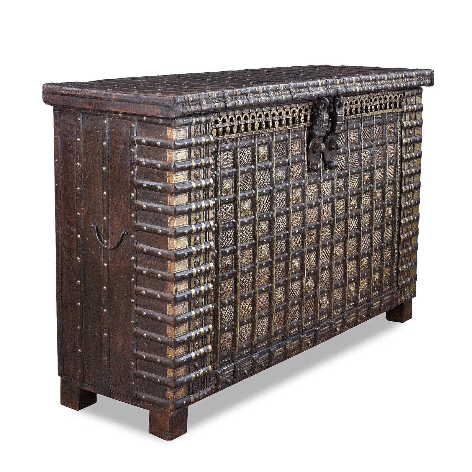 Brass Bound Pithara Console Chest From Saurashtra - 18th Century
