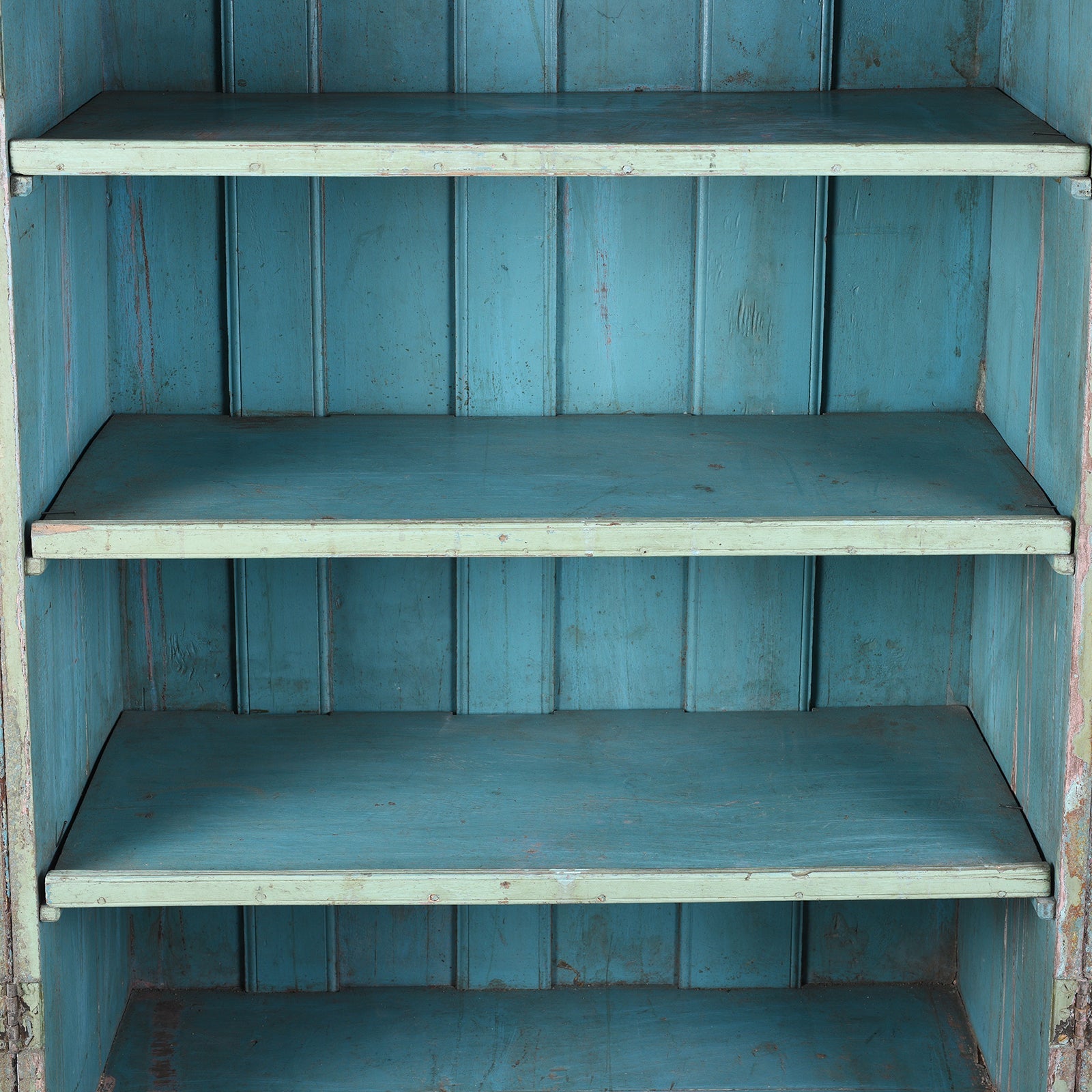 Painted Teak Almirah Cabinet With Carved Panels - Early 19th Century