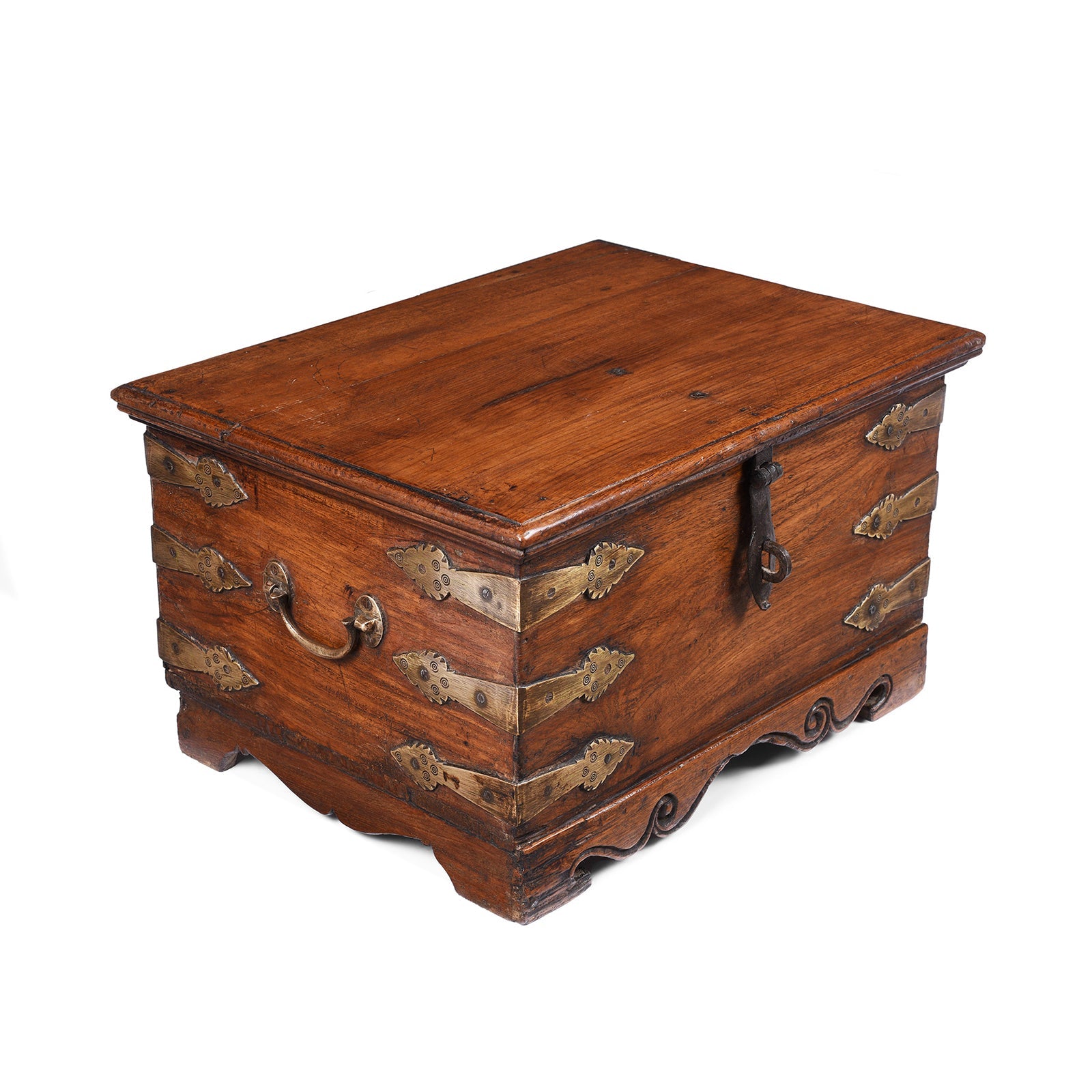 Brass Bound Jewellery Box From Kutch - 19th Century