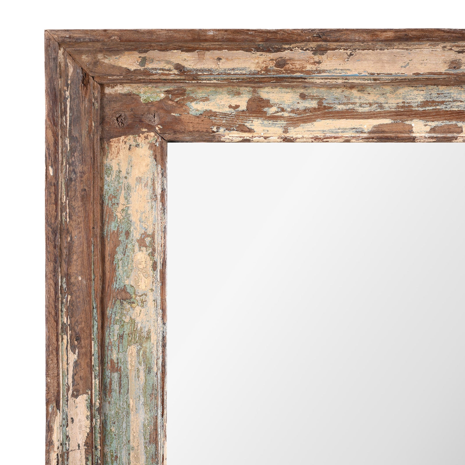 Green Painted Mirror Made From Old Architectural Teak