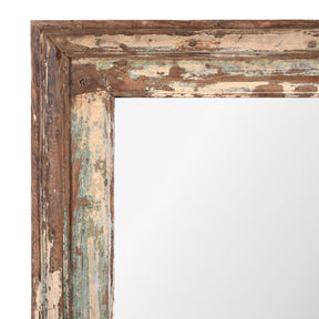 Green Painted Mirror Made From Old Architectural Teak