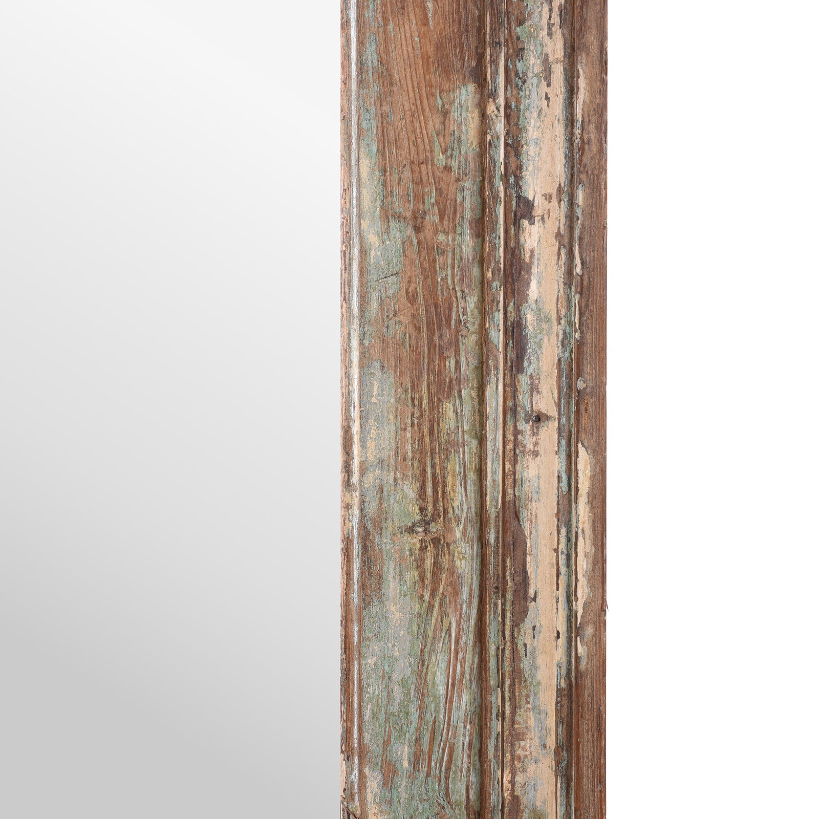Green Painted Mirror Made From Old Architectural Teak