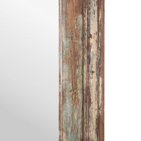 Green Painted Mirror Made From Old Architectural Teak