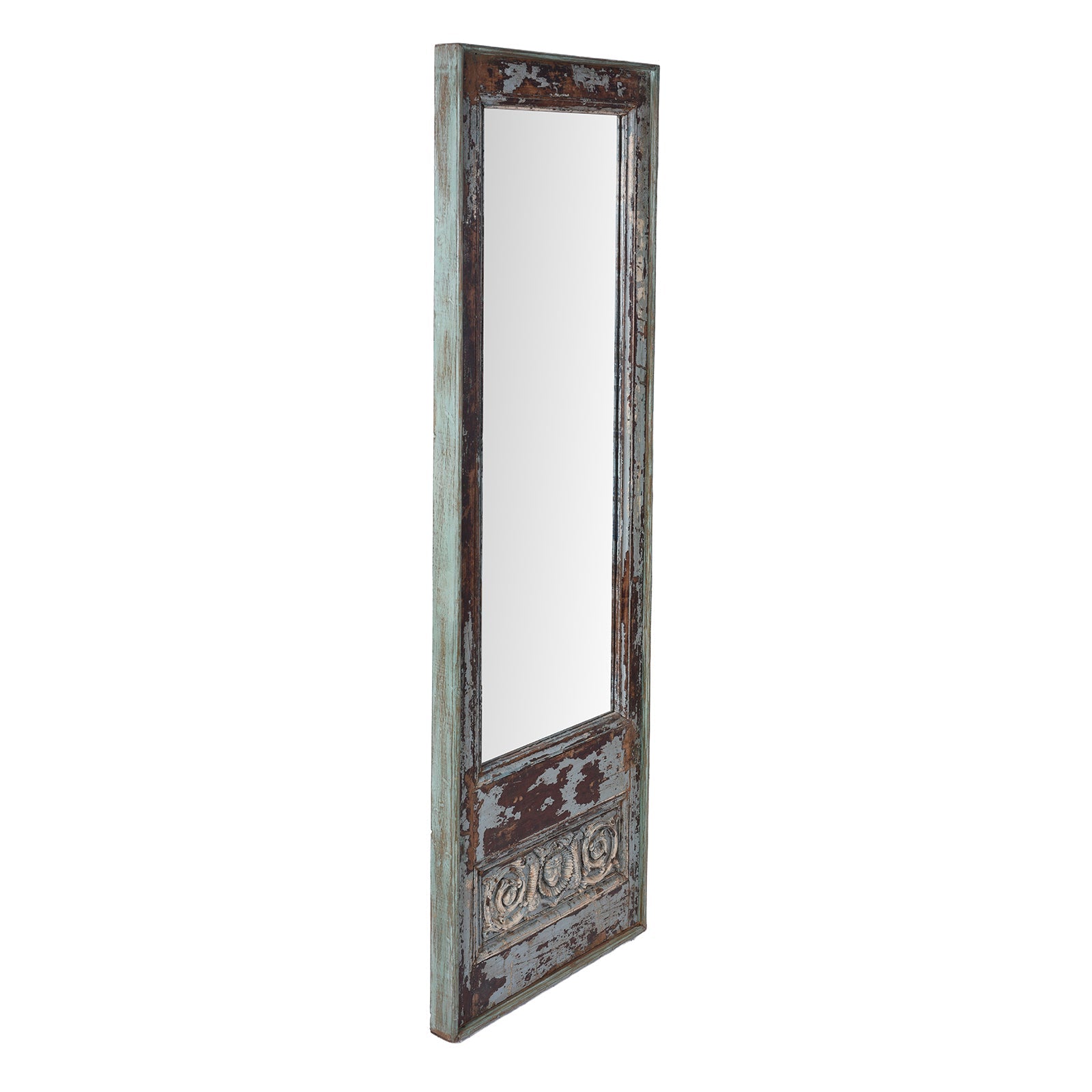 Painted Long Mirror From Gujarat - 19th Century
