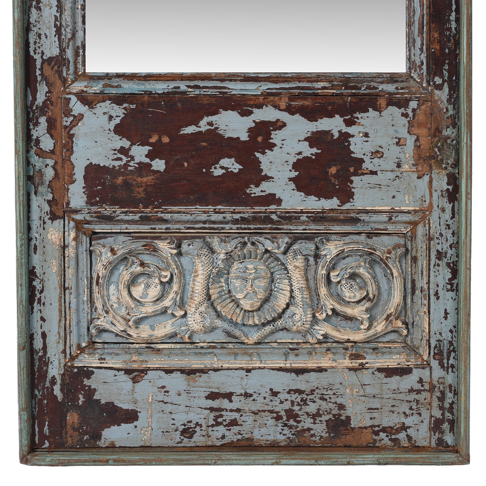 Painted Long Mirror From Gujarat - 19th Century