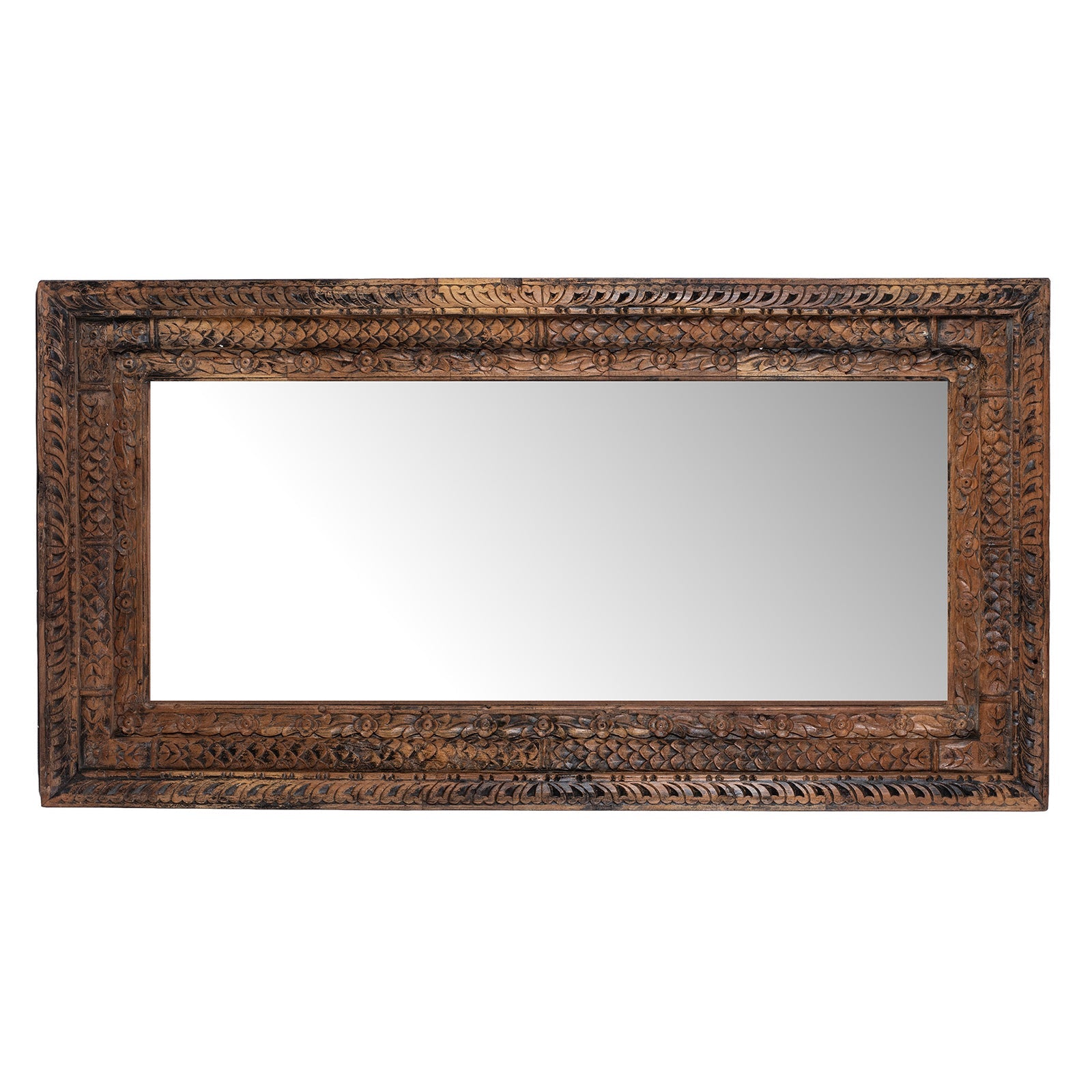 Carved Mirror Made From Old Architectural Teak