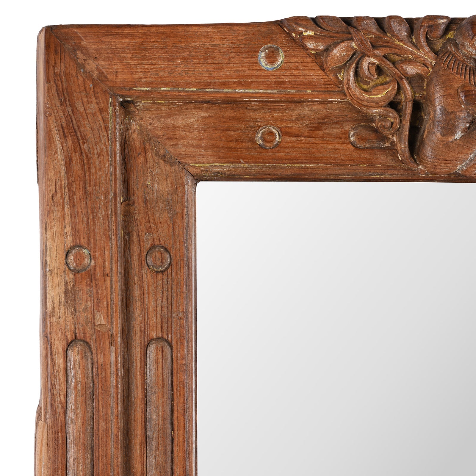 Carved Teak Window Mirror From Andhra Pradesh - 19th Century