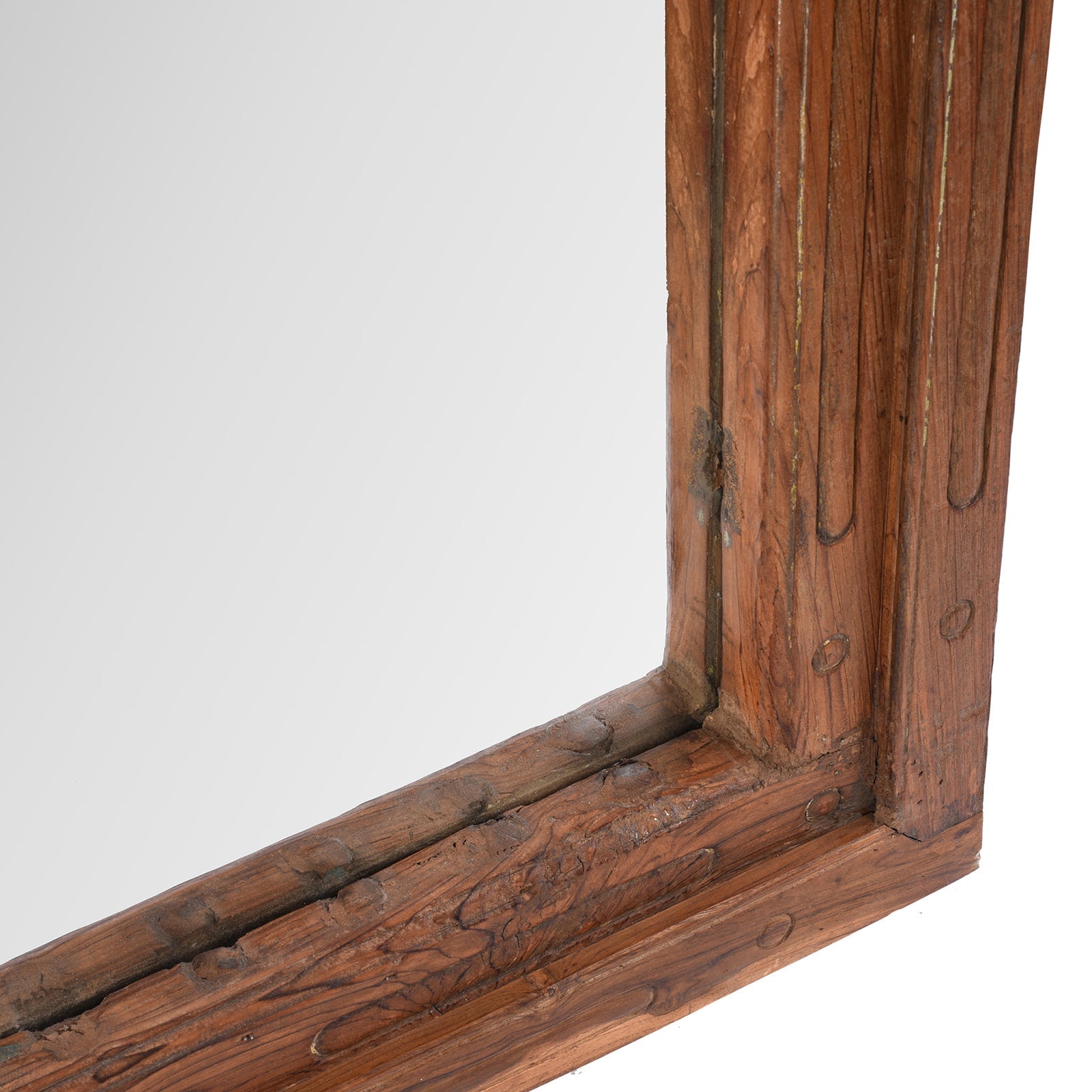Carved Teak Window Mirror From Andhra Pradesh - 19th Century