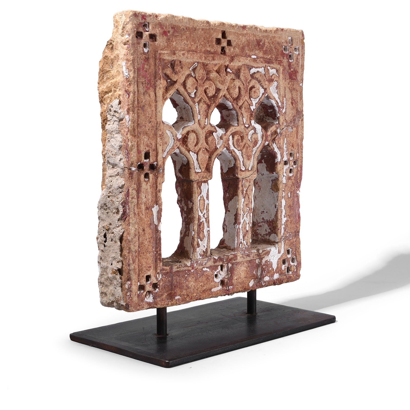Old 3 Way Stone Lamp Niche From Jaisalmer - 19th Century