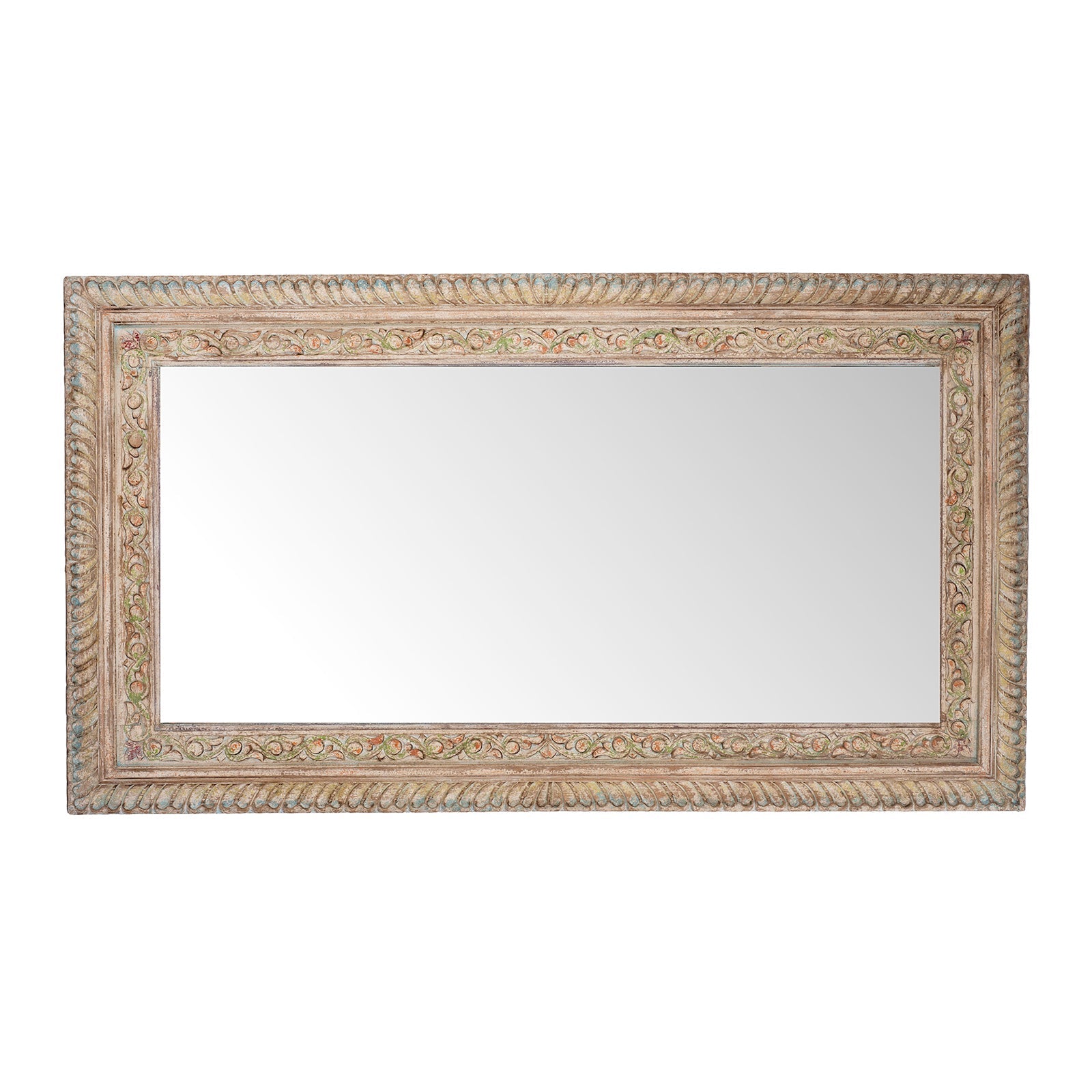 Carved Large Mirror - Painted Mango Wood