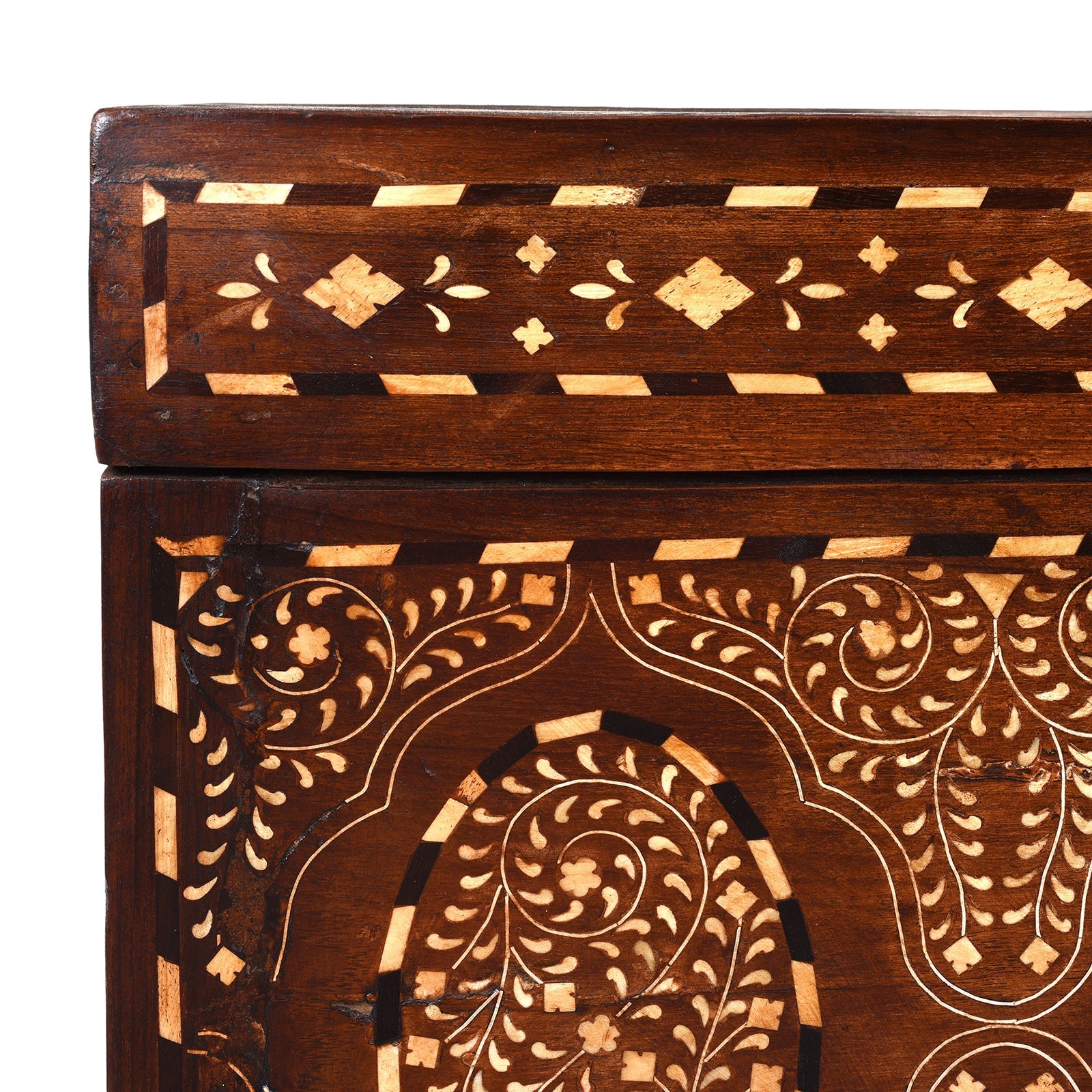 Indian Bone Inlay Teak Chest - Ca 1900