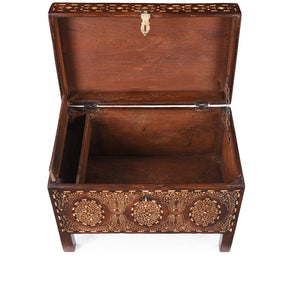 Indian Bone Inlay Teak Chest - Ca 1900