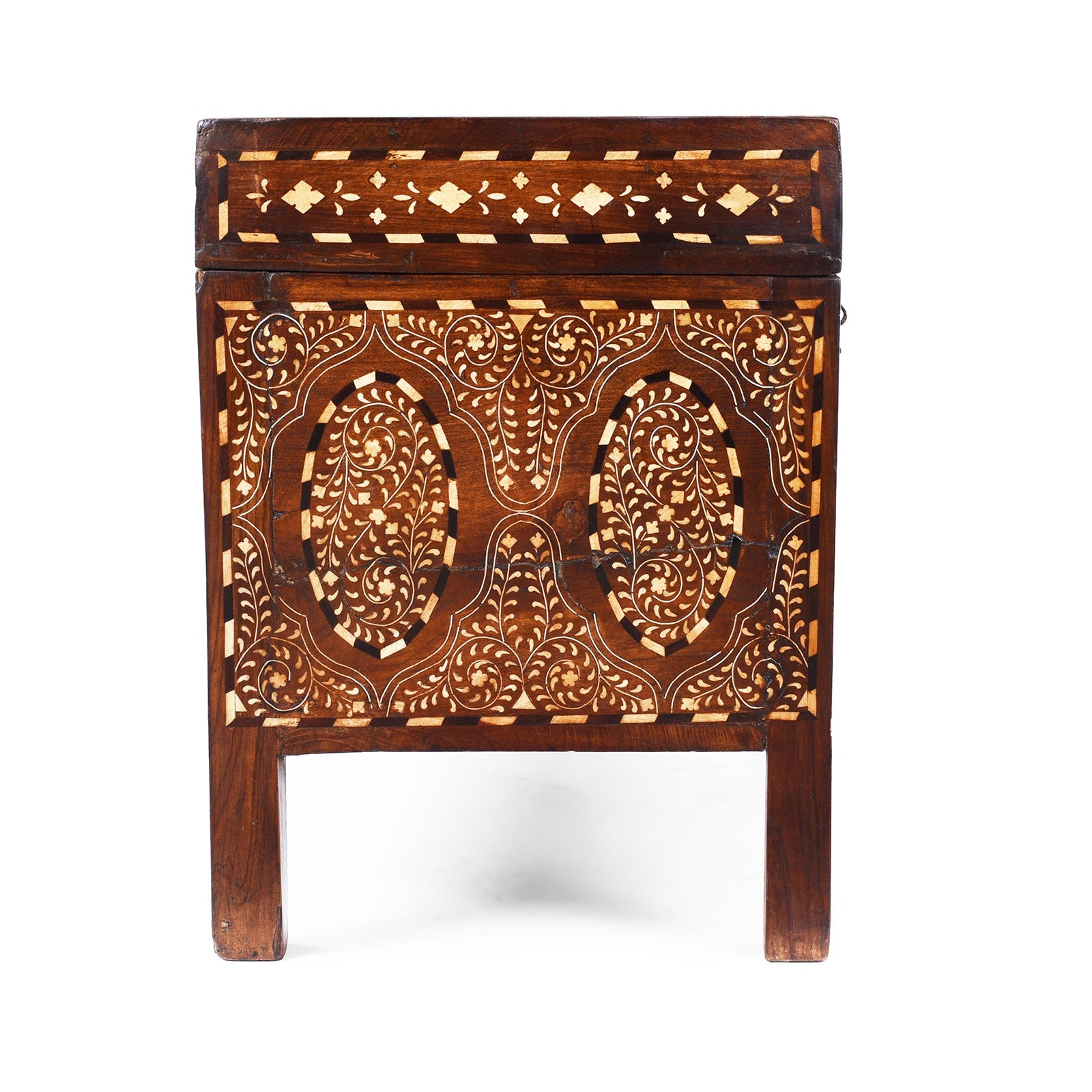 Indian Bone Inlay Teak Chest - Ca 1900