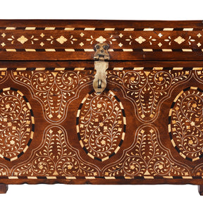 Indian Bone Inlay Teak Chest - Ca 1900