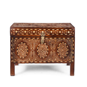 Indian Bone Inlay Teak Chest - Ca 1900