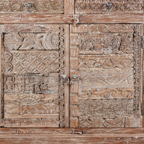 Reclaimed Teak Side Cabinet With Old Carvings