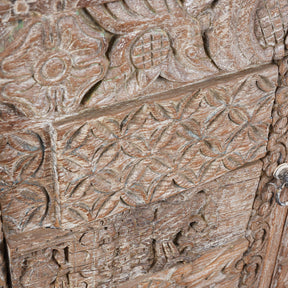 Reclaimed Teak Side Cabinet With Old Carvings