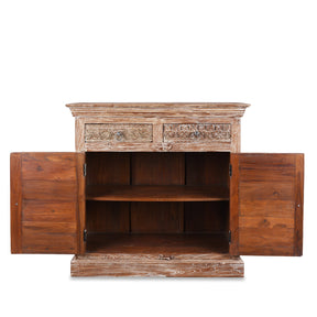 Reclaimed Teak Side Cabinet With Old Carvings