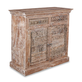 Reclaimed Teak Side Cabinet With Old Carvings