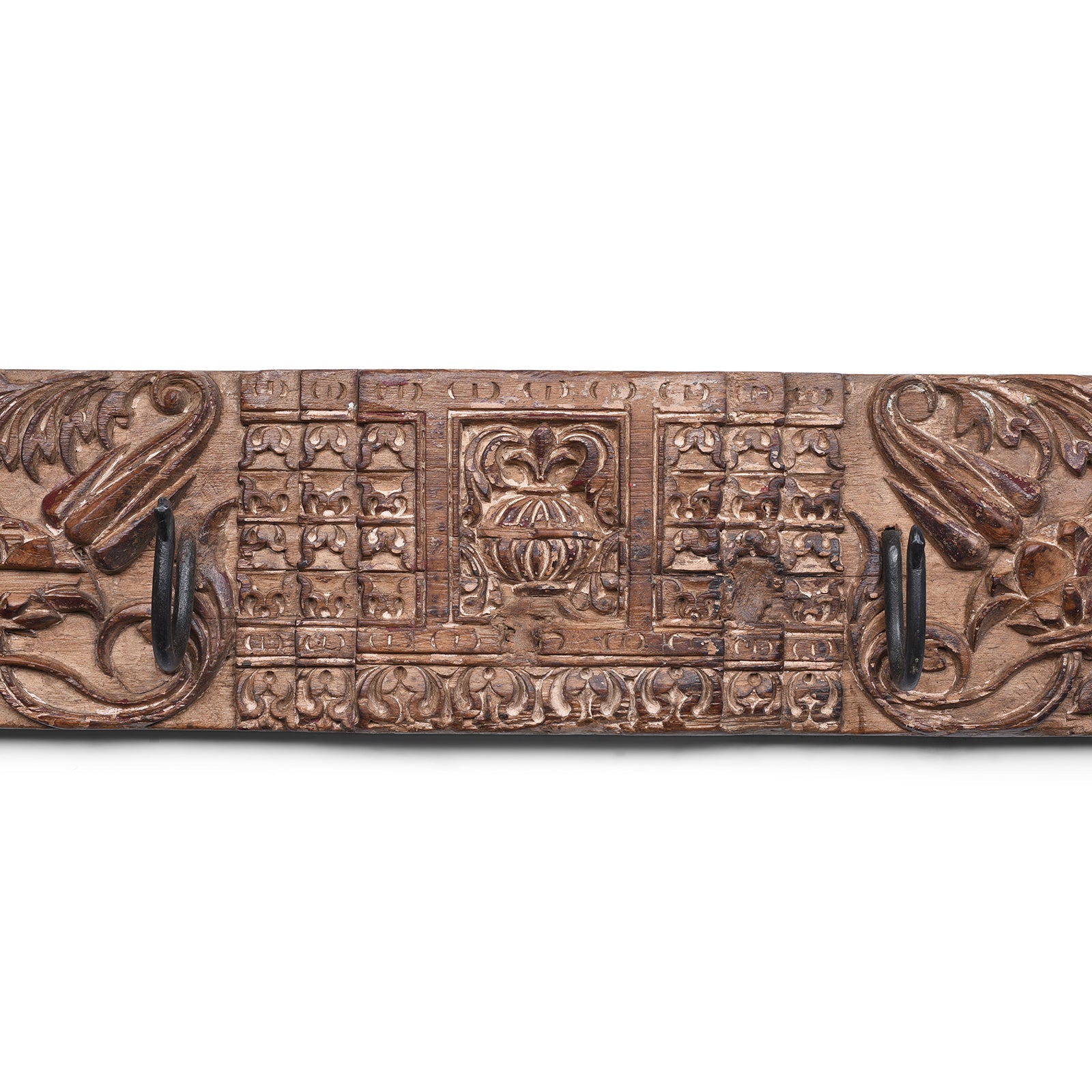 Old Carved Teak Coat Hooks