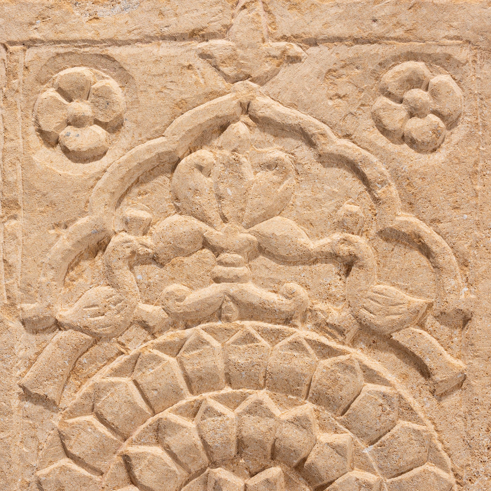 Stone Padma Mandala Panel From Jaisalmer - 19th Century