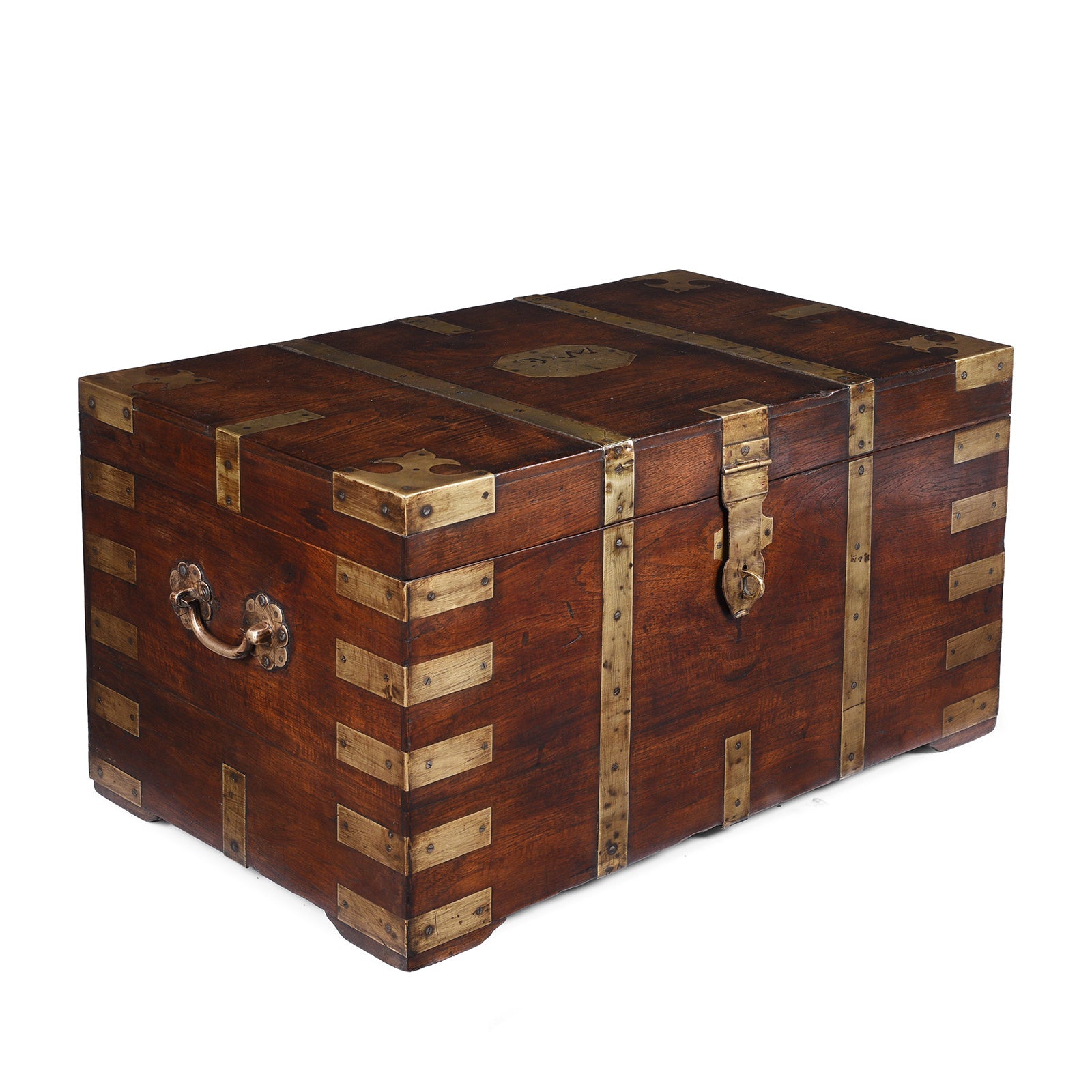 Brass Bound Teak Military Chest - 19th Century
