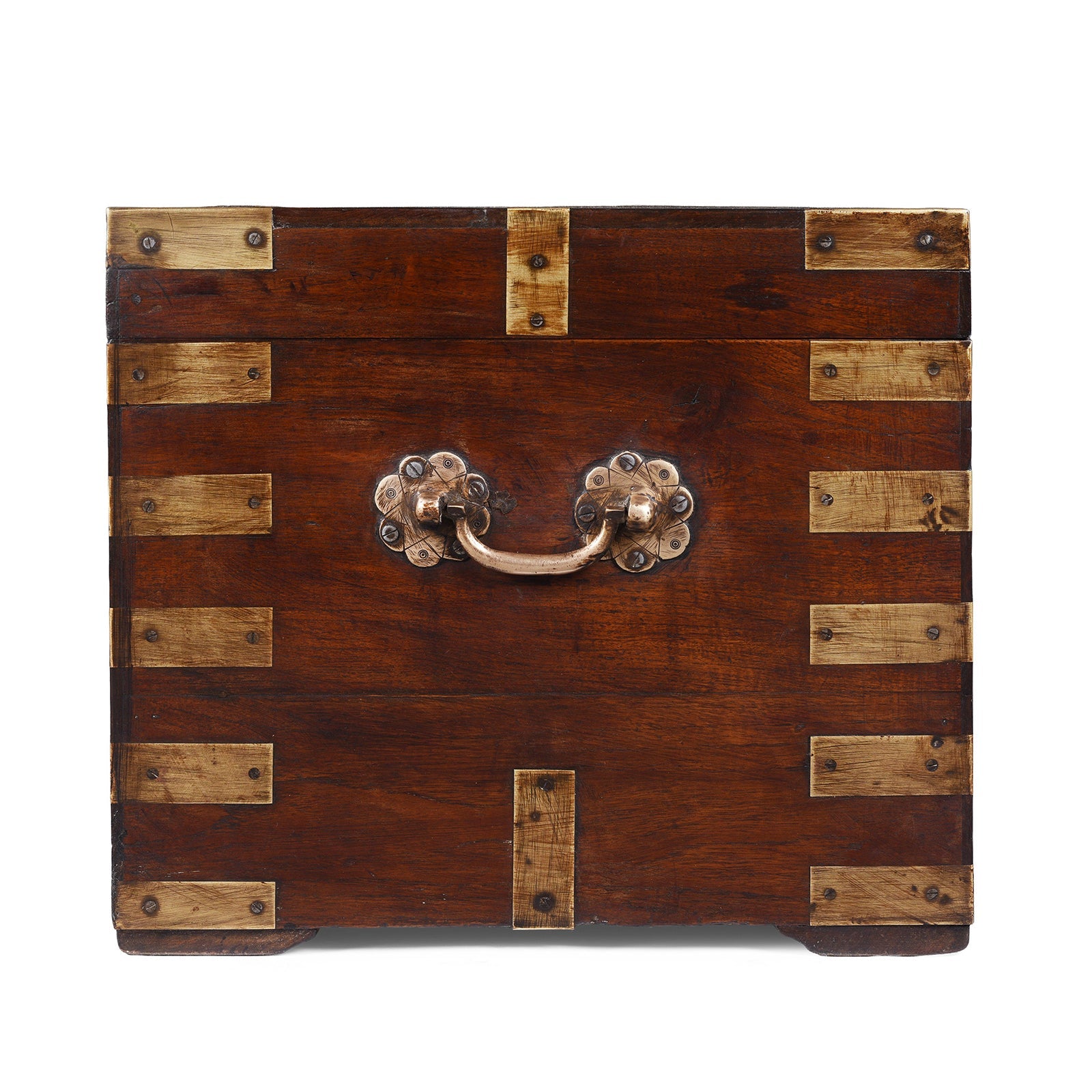 Brass Bound Teak Military Chest - 19th Century