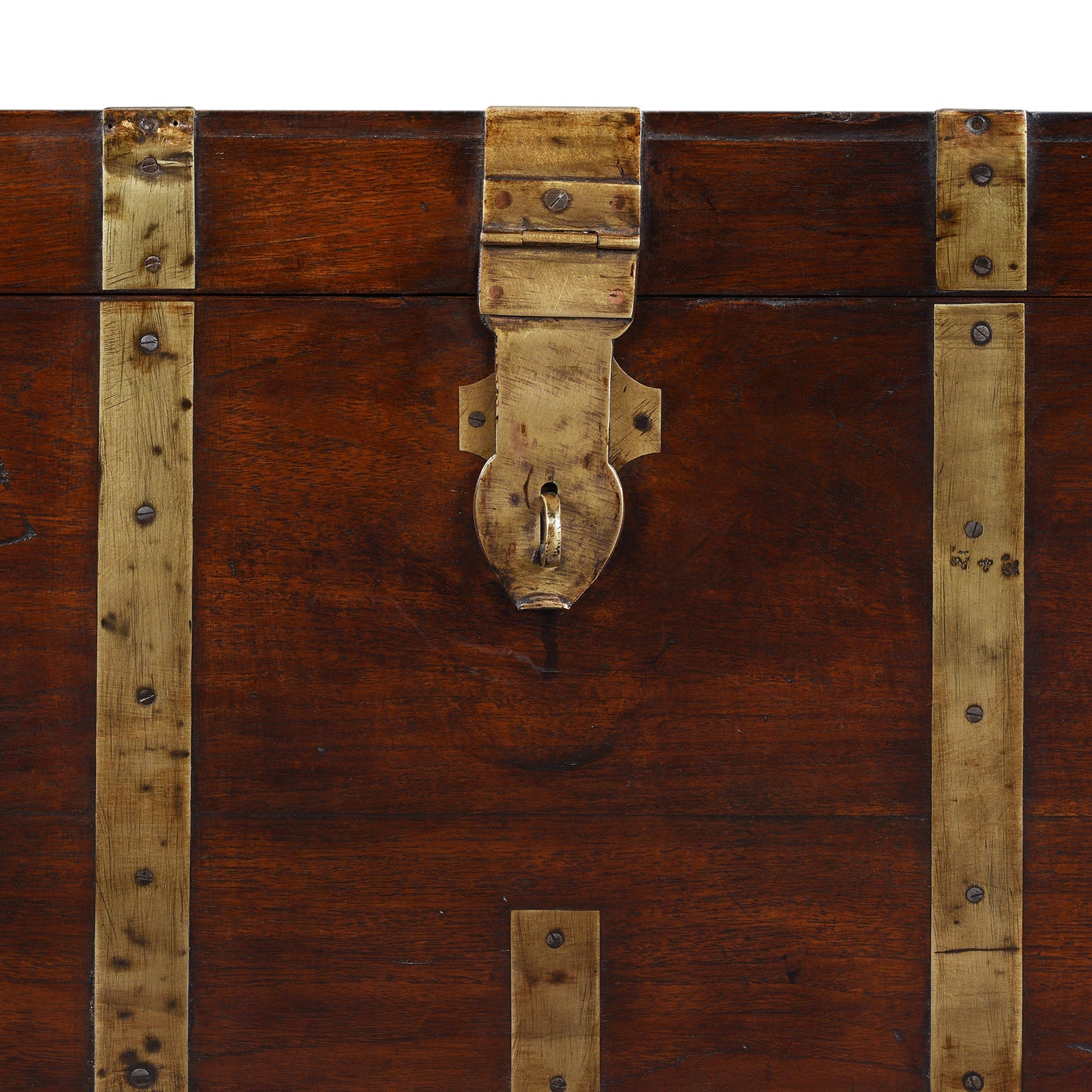 Brass Bound Teak Military Chest - 19th Century