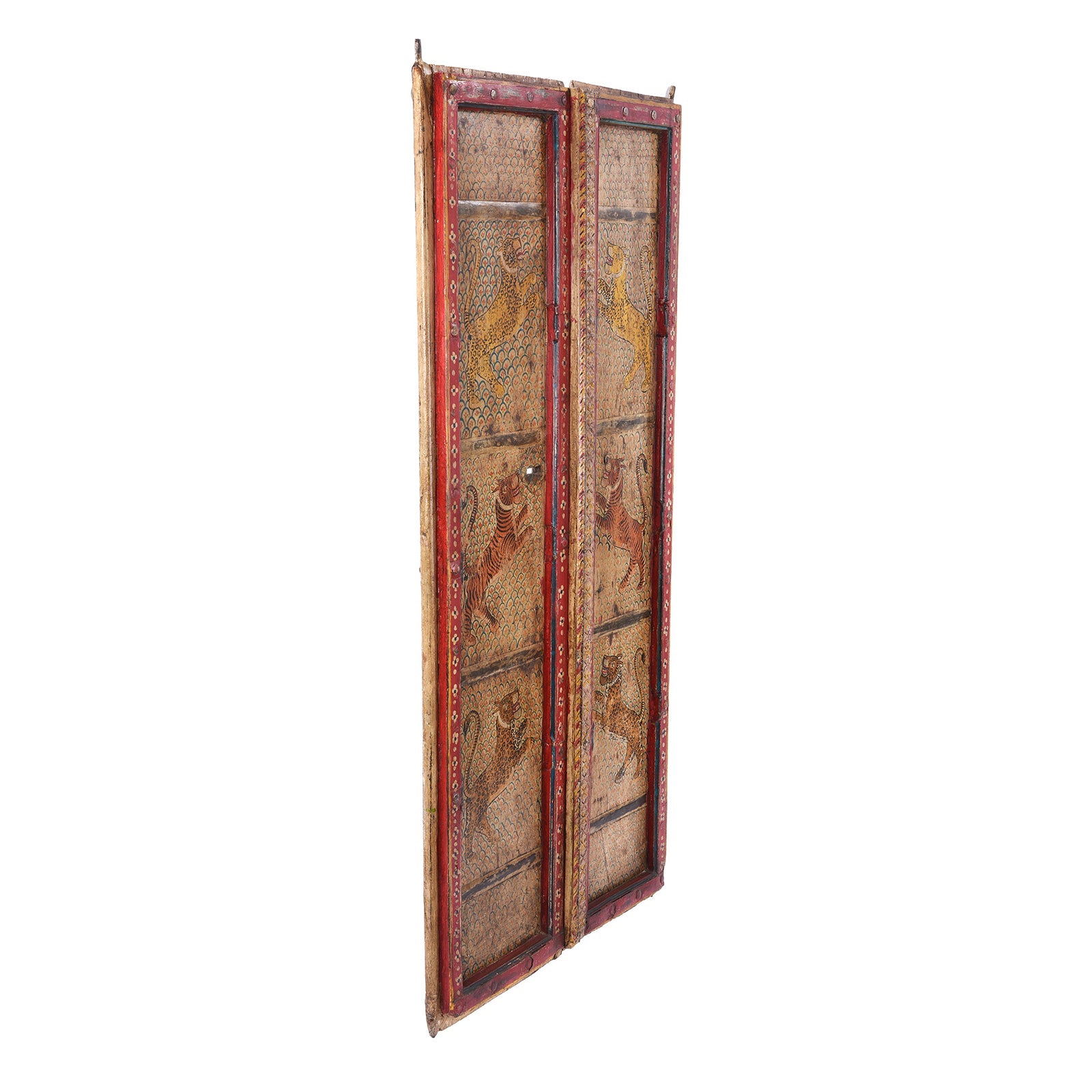 Old Door Indian With Tiger Painting
