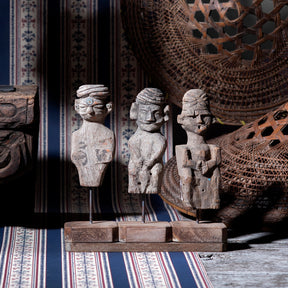 3 Gujarati Figures On Stand - Ca 1930