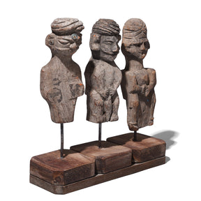 3 Gujarati Figures On Stand - Ca 1930