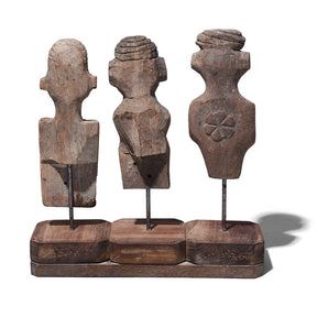 3 Gujarati Figures On Stand - Ca 1930