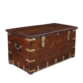 Brass Bound Teak Military Chest - 18th Century