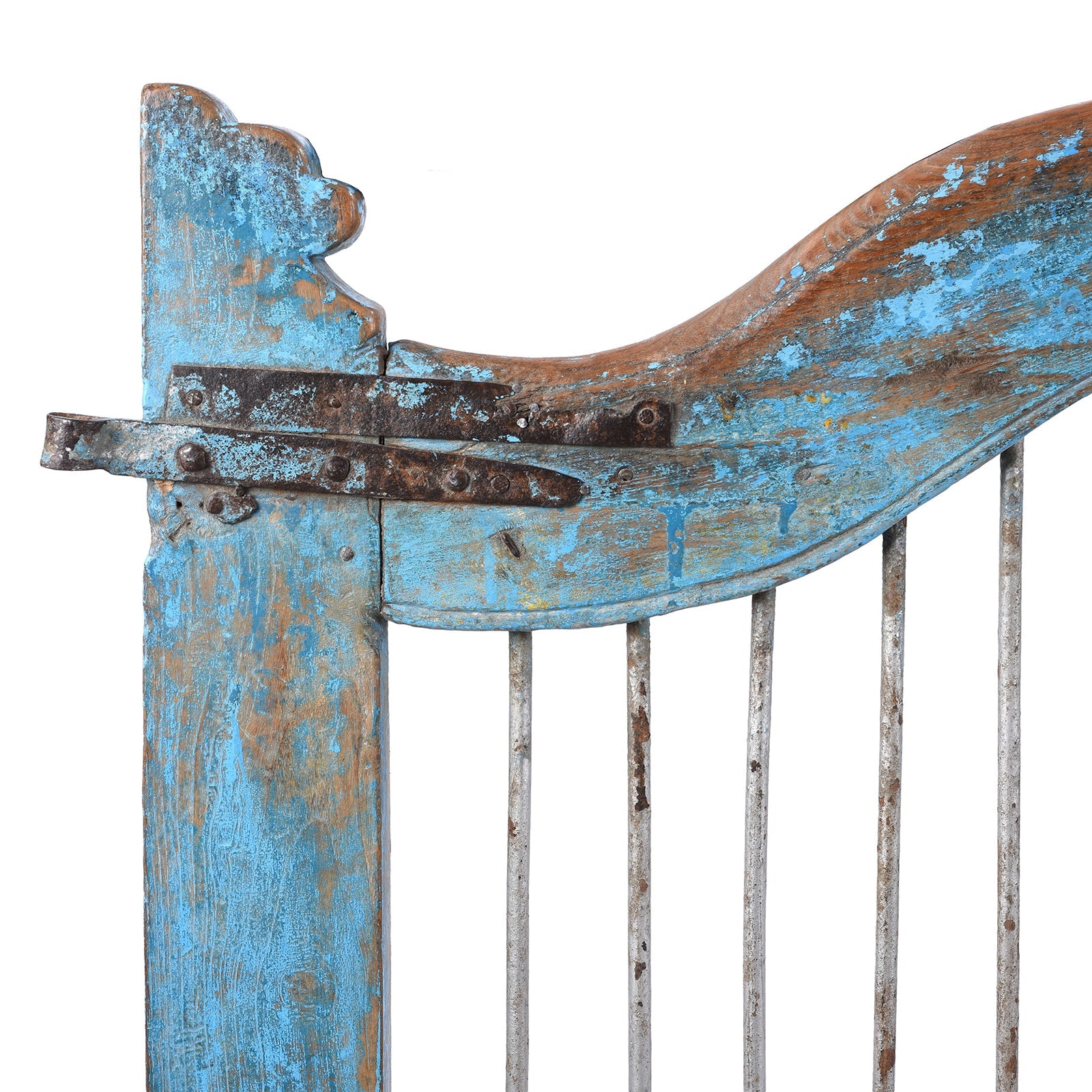 Blue Painted Dog Gate From Gujarat - 19th Century