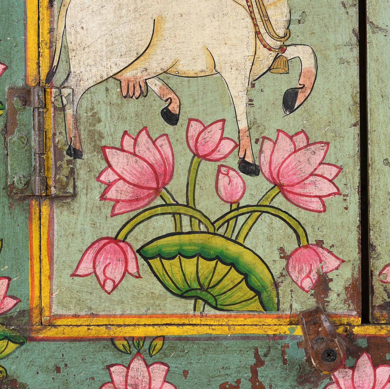 Old Window Painted Nandi Shutter With Later Painting