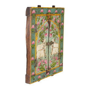 Old Window Painted Nandi Shutter With Later Painting
