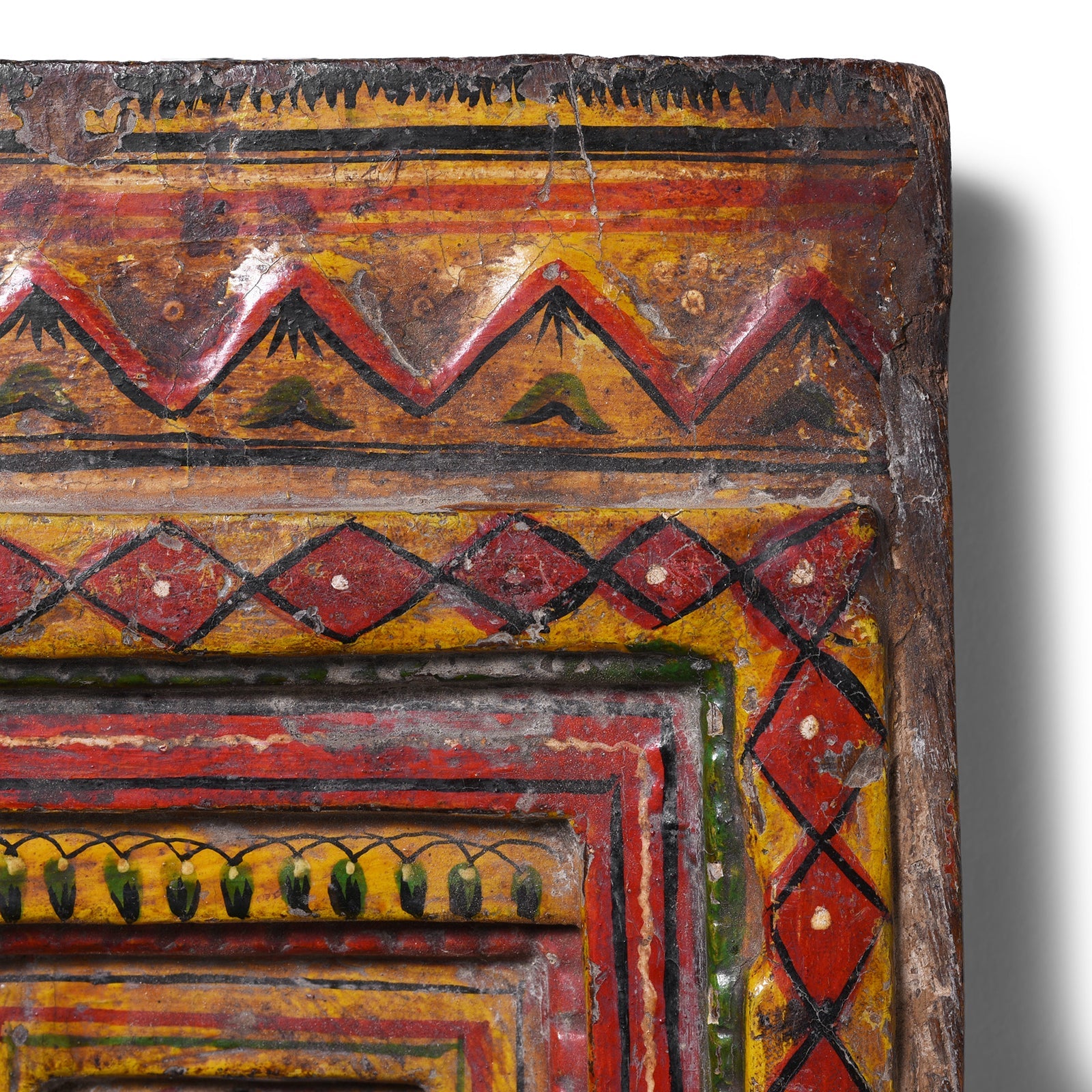 Painted Teak Votive Panel From Andhra Pradesh - 19th Century