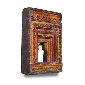 Painted Teak Votive Panel From Andhra Pradesh - 19th Century