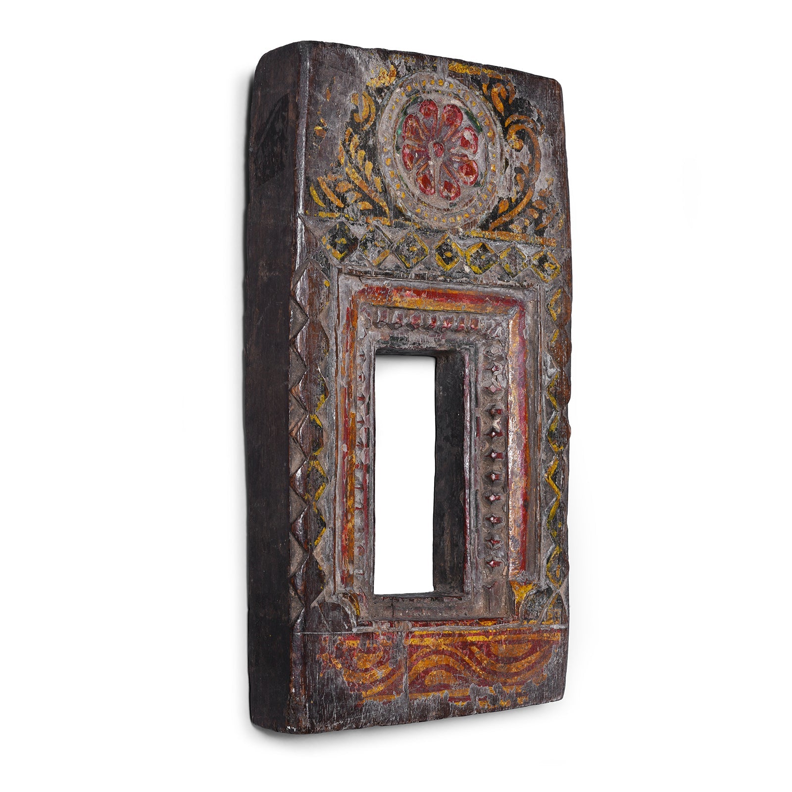 Painted Teak Votive Panel From Andhra Pradesh - 19th Century