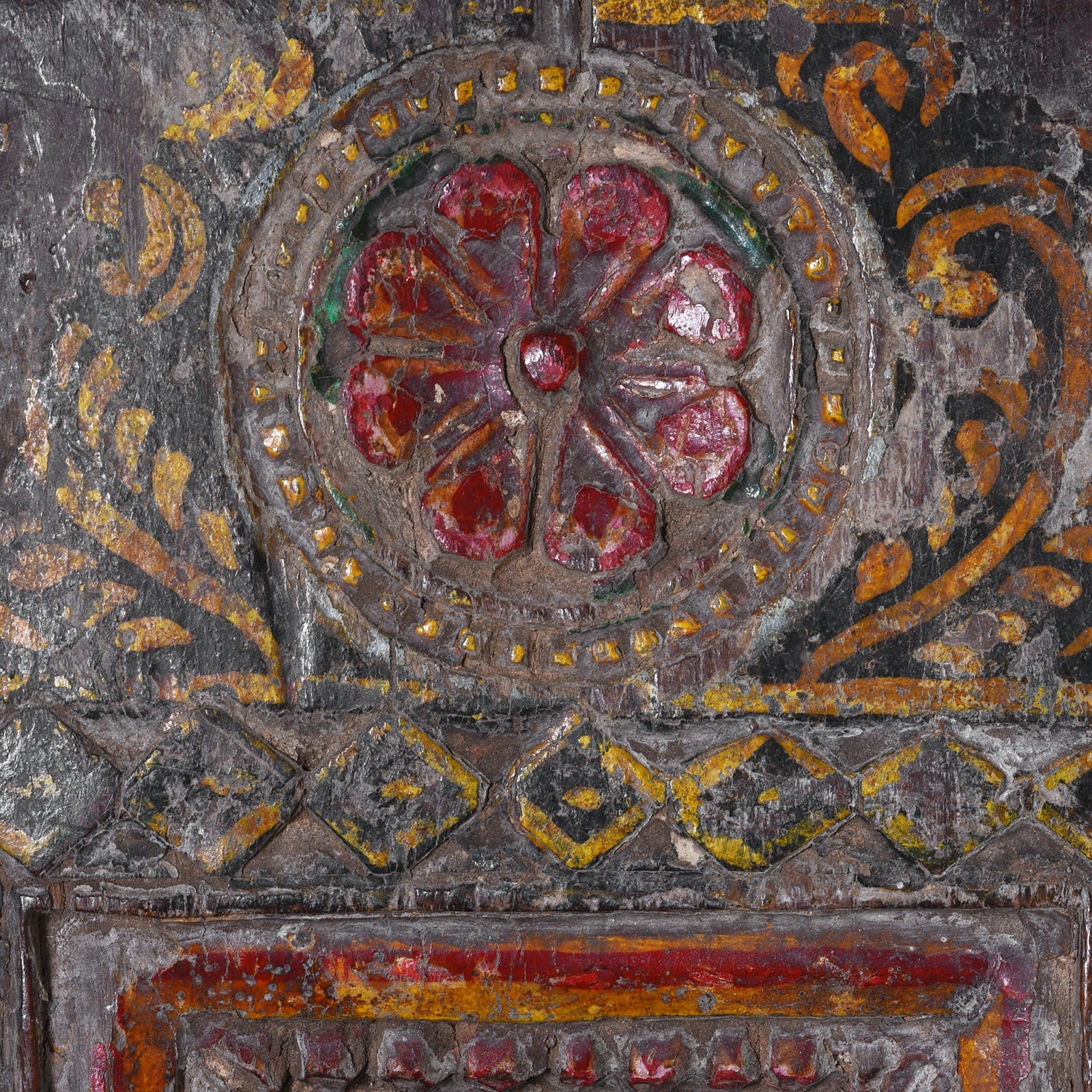 Painted Teak Votive Panel From Andhra Pradesh - 19th Century