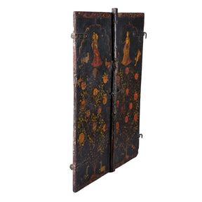 Painted Marwar Window Shutters From Jodhpur - Late 18th Century