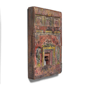 Painted Teak Votive Panel From Andhra Pradesh - 19th Century