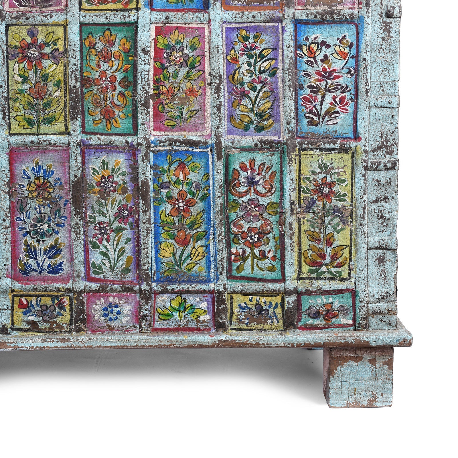 Vintage Painted Indian Pithara Console Chest