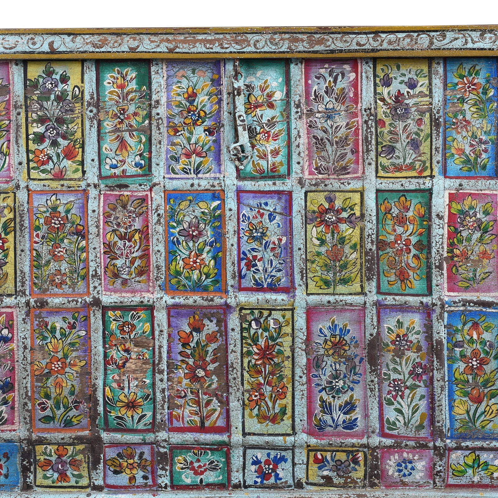 Vintage Painted Indian Pithara Console Chest