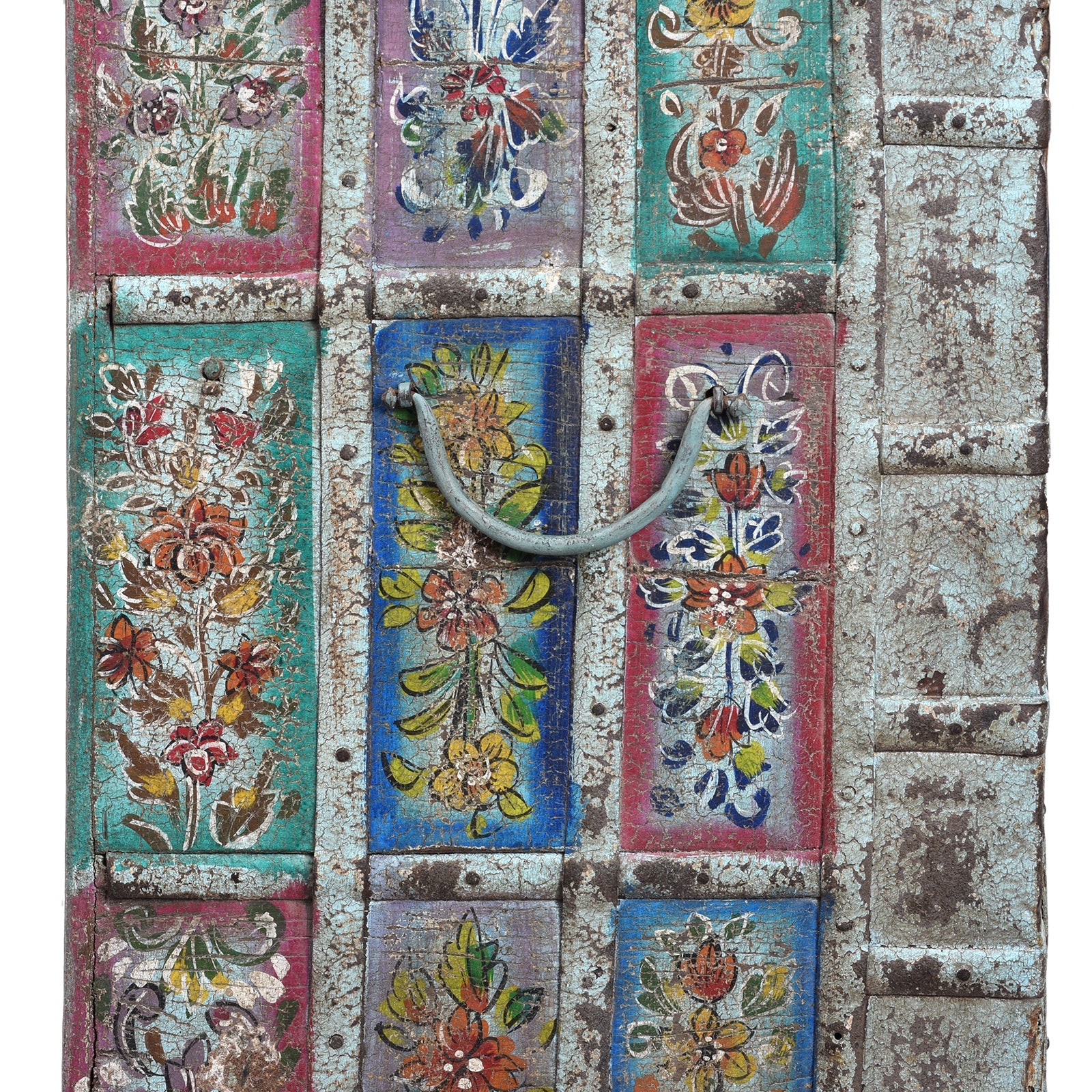 Vintage Painted Indian Pithara Console Chest