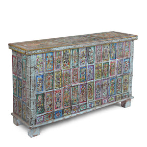 Vintage Painted Indian Pithara Console Chest