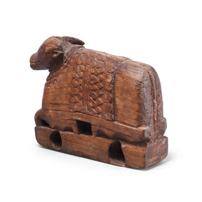 Carved Teak Nandi Bull From Rajasthan - 19th Century