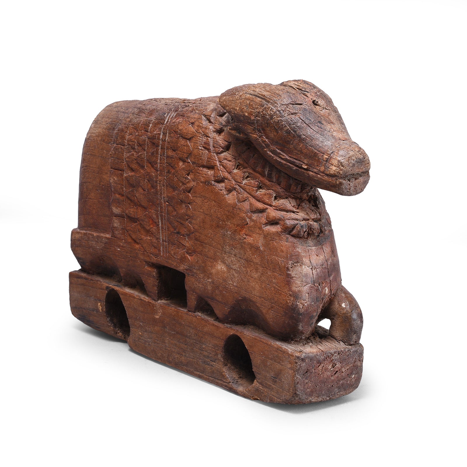 Carved Teak Nandi Bull From Rajasthan - 19th Century