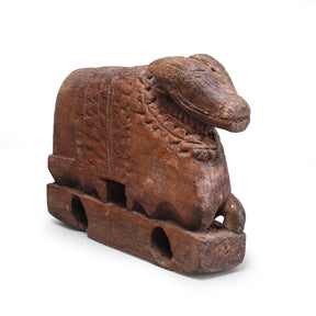 Carved Teak Nandi Bull From Rajasthan - 19th Century