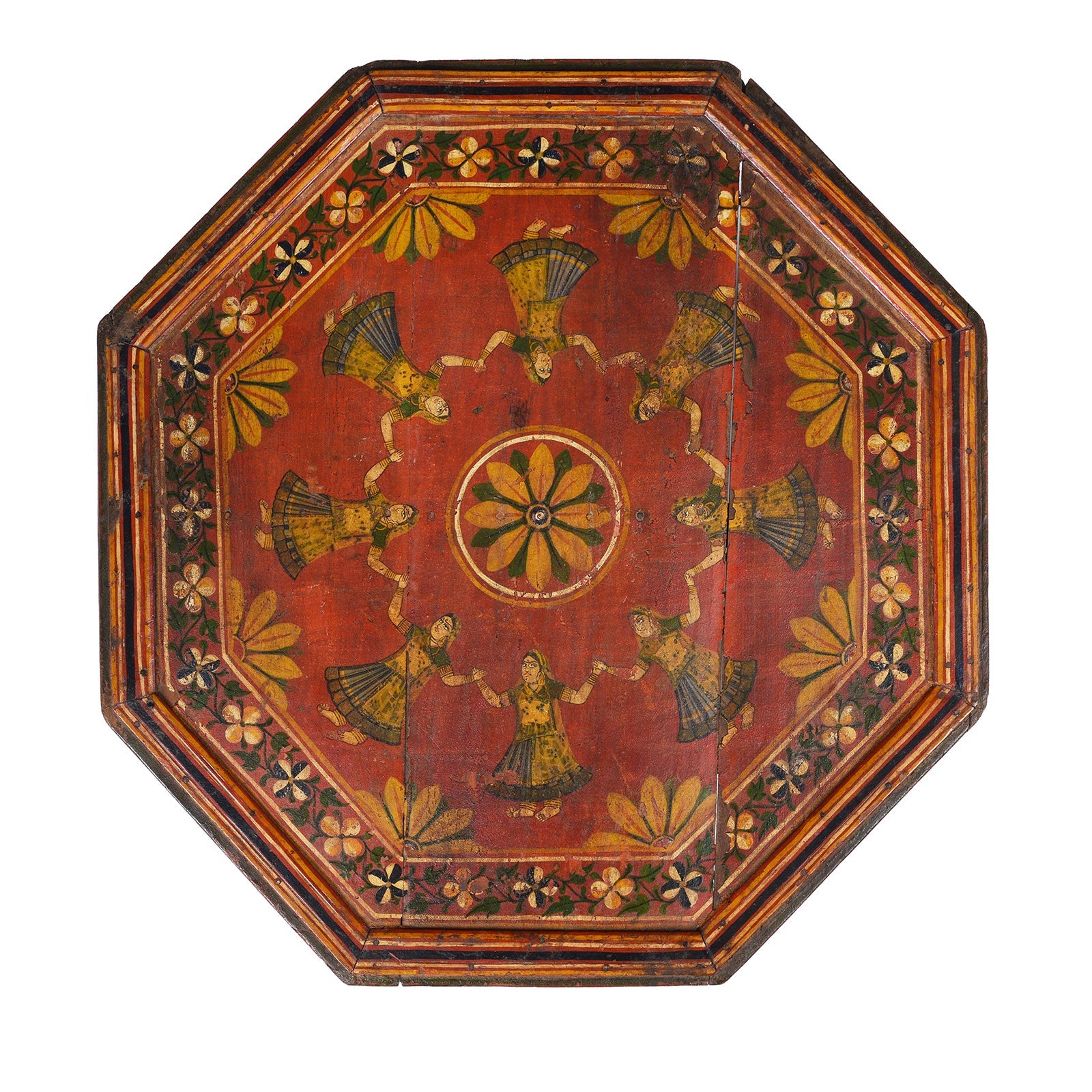 Painted Bajot Low Table From Nagaur - 19th Century